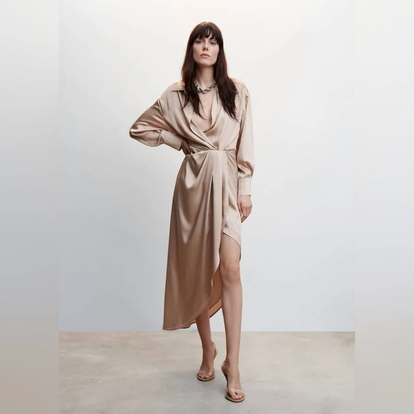 Mango Dresses & Skirts - Mango[US:6]-Side slit satin  dress